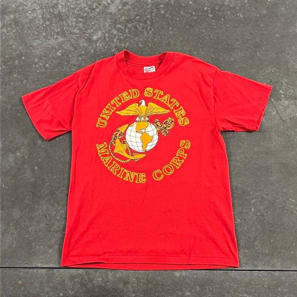 Vintage United States Marine Corps Red Graphic T Shirt Large